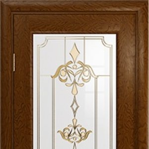 Межкомнатная дверь Арт Деко Ченере-4, стекло нуво, шпон ясень, цвет терра