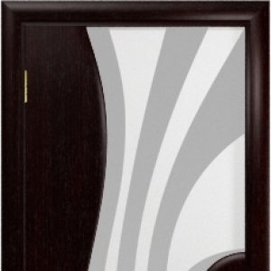 Межкомнатная дверь Арт Деко Ветра-1 белый триплекс с рисунком, Венге