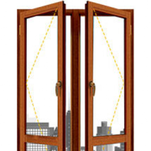 Окно эконом из сосны двухстворчатая балконная дверь