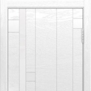 Межкомнатная дверь Арт Деко, шпон ясень, белая эмаль, стекло
