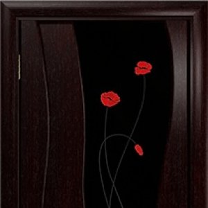 Межкомнатная дверь Арт Деко Селена, Венге, чёрное стекло