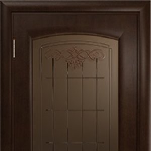 Межкомнатная дверь Арт Деко "Оливия", махагон, стекло бронза